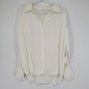 Women's Good American Always Fits Plissé Shirt Size 1 / 2 Medium NEW A9